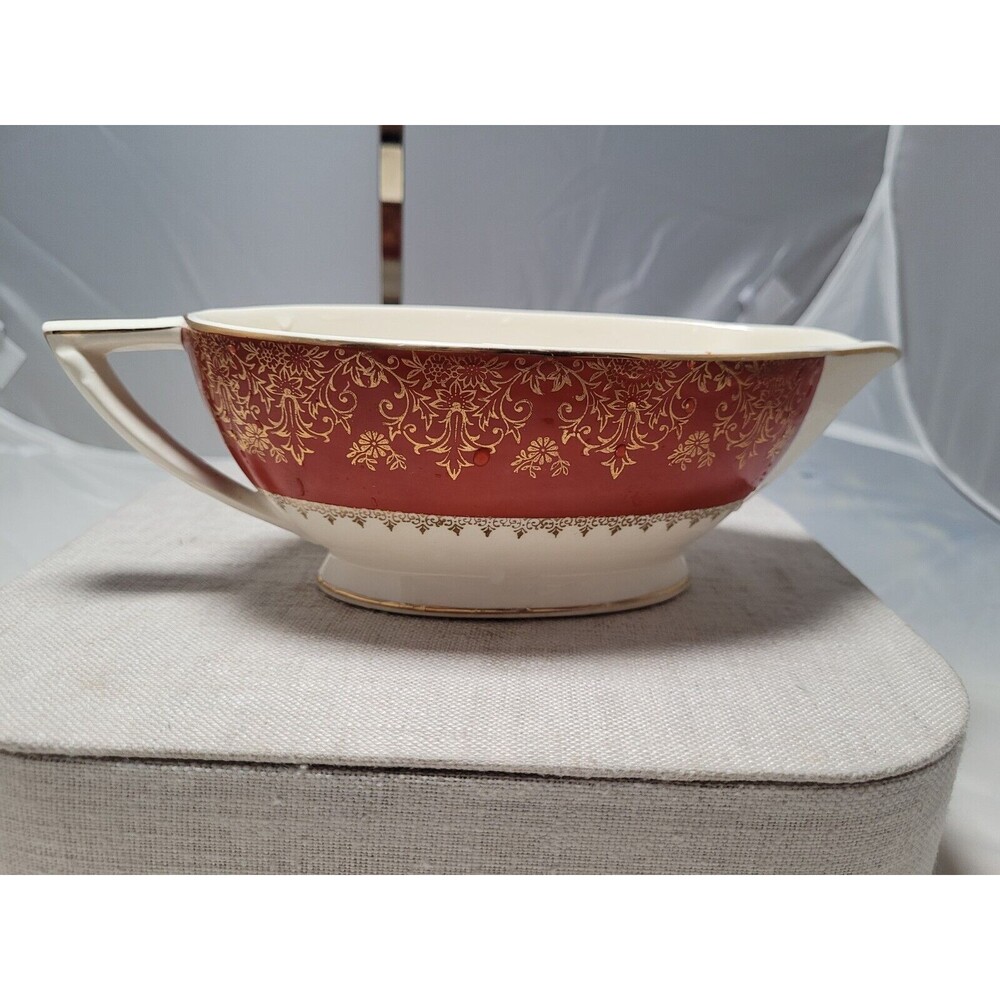 Vintage Edwin M. Knowles China Gravy Boat 38-11,  Gold Accent